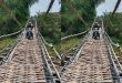 Jembatan bambu yang melintang di Kali Setail, Desa Ringinpitu, Kecamatan Tegaldlimo, Kabupaten Banyuwangi. (Foto. Idham Aris)