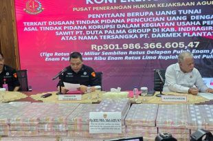 Ungkap kasus tindak pidana korupsi dan pencucian uang yang melibatkan PT Duta Palma Group di Gedung Kartika, Kejaksaan Agung Jakarta Selatan. (Foto. Istimewa)